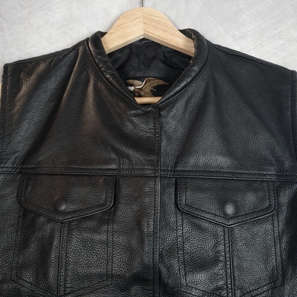 Jamin Leather Vest Womens Large Black Motorcycle Biker Concealed Carry Riding - Picture 2 of 16